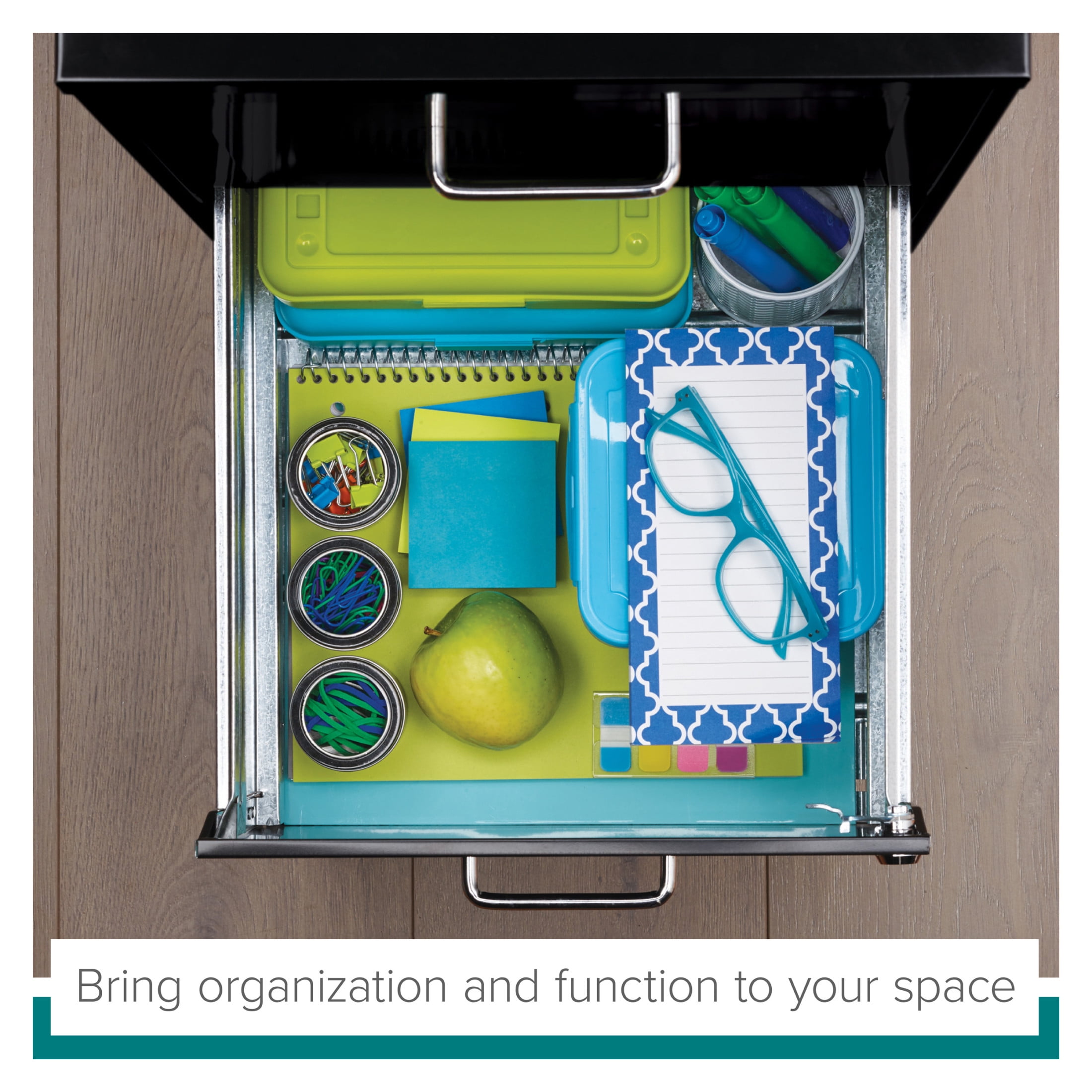 Space Solutions 18" Deep 2 Drawer Mobile Letter Width Vertical File Cabinet, Black