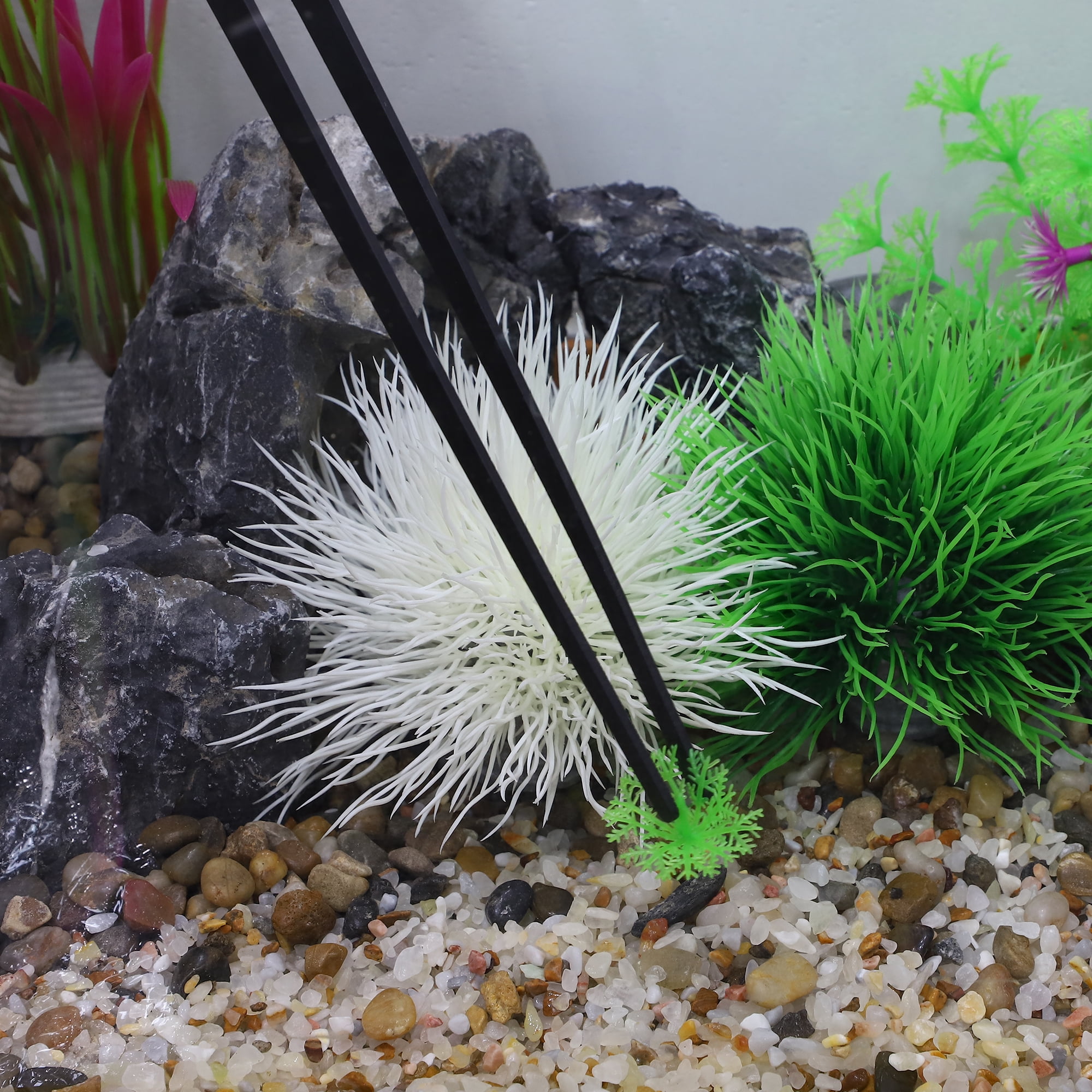 Unique Bargains 1 Pc Aquarium Stainless Steel for Plants Pets Black 38cm/14.96inch