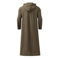 thumbnail image 4 of Men's Casual Solid Hooded Muslim Robe Long Sleeve Button Pocket Jubba Thobe - Polyester, Durable, All Season, Daily/Casual Wear, Perfect Gift, 4 of 6
