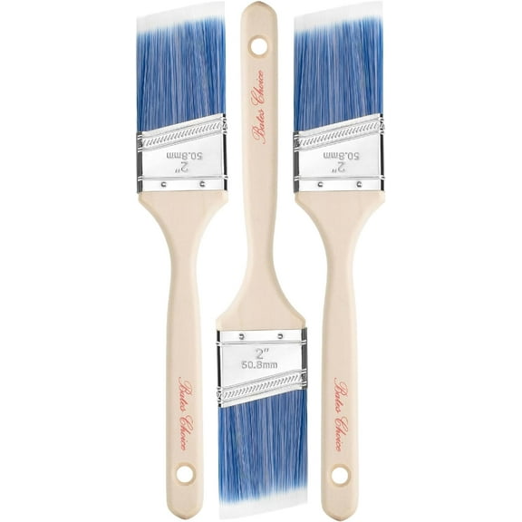 Bates- Paint Brushes, 2-Inch, 3 Pack, Angle Brushes, Treated Wood Handle