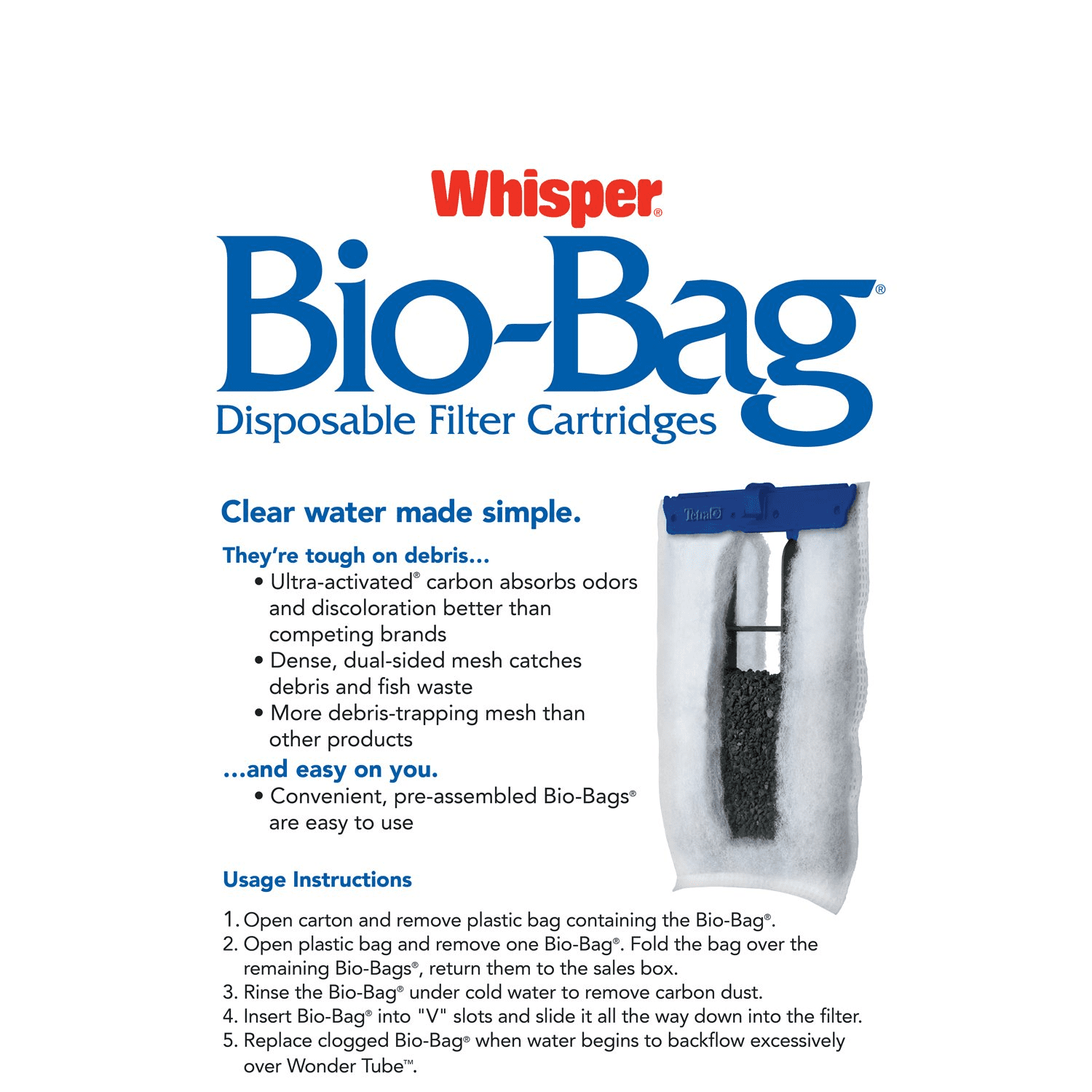 Tetra Whisper BIO-Bag Filter Cartridges Unassembled - Benson's Fish Room
