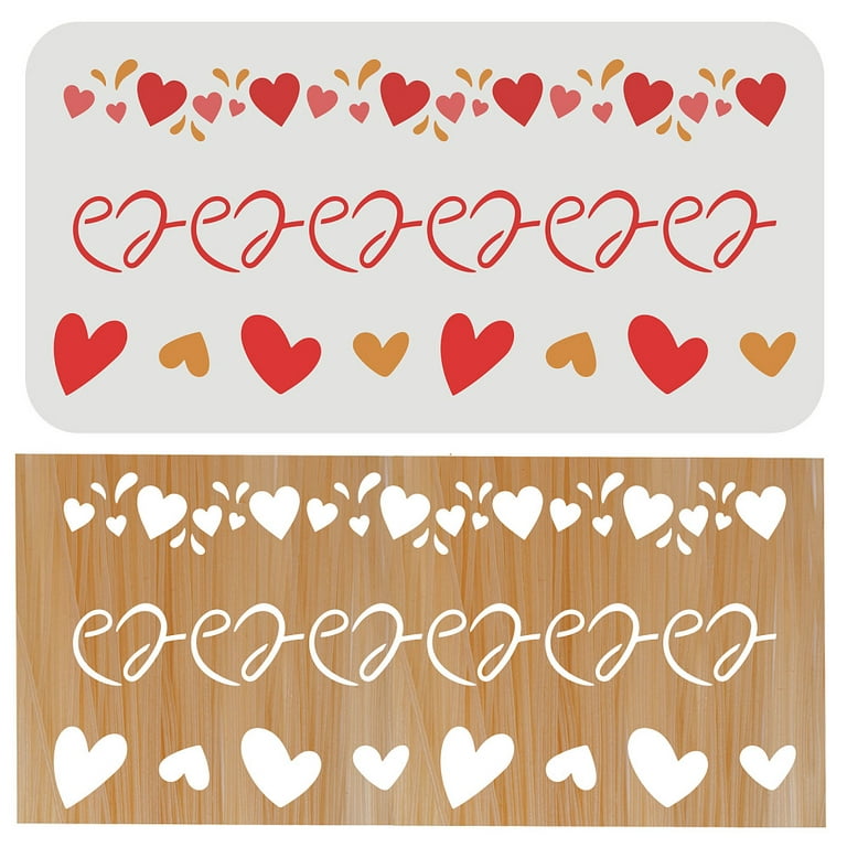 1pc Heart Stencils For Painting Reusable Wall Border Stencil Plastic  Connected Love Hearts Craft Stencil Template Valentine's Day Decoration