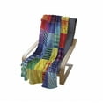 thumbnail image 4 of Abstract Soft Flannel Fleece Throw Blanket, Rainbow Colored Square Shaped Diverse Patterns Diagonal Forms Geometric, Cozy Plush for Indoor and Outdoor Use, 50" x 60", Multicolor, by Ambesonne, 4 of 6