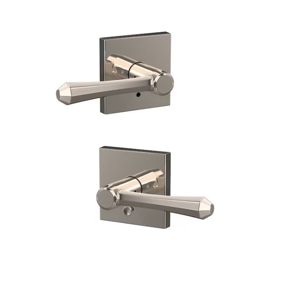Schlage Custom Dempsey - FC21 DMP 618 COL Collins Polished Nickel Interior or Bed/Bath Hall/Closet Combined Door Handle