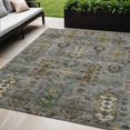 thumbnail image 2 of HomeRoots 630166 5 x 8 ft. Pewter & Gold Tribal Washable Traditional Indoor & Outdoor Rectangle Area Rug, 2 of 8