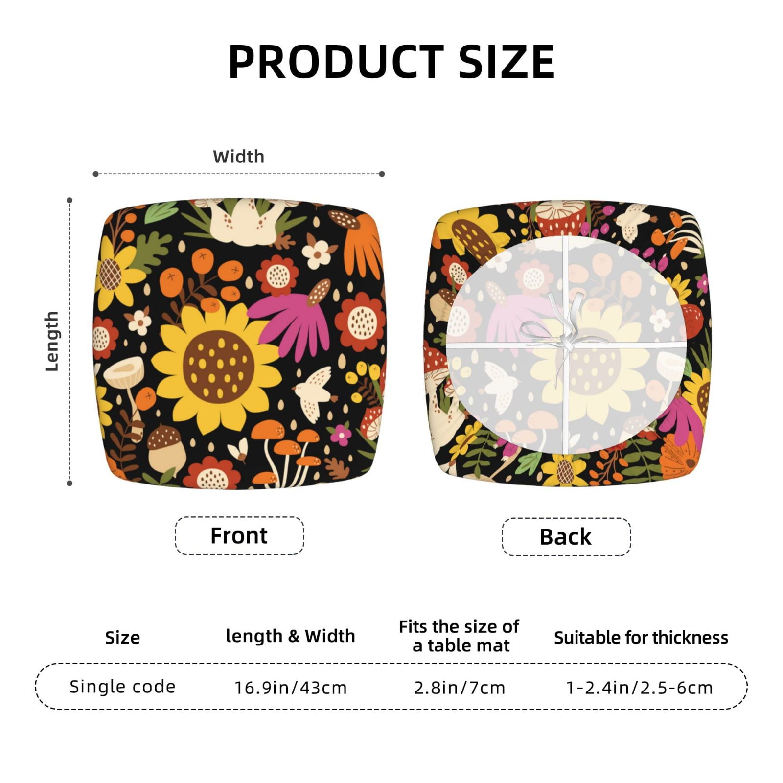 Vsdgher Sunflowers Mushrooms Couch Cushion Covers, Non-Slip Sofa Seat Cushion Slipcovers, Soft Couch Covers（Don't include seat cushion）Four Pieces