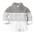 thumbnail image 6 of JTSRKL Cute Boys Girls Leisure T-Shirts Kids Rolled up Long Sleeve Button Down Striped Color Block Graphic Tees Shirt Tops with Pockets Gray 5-6 Years, 6 of 7