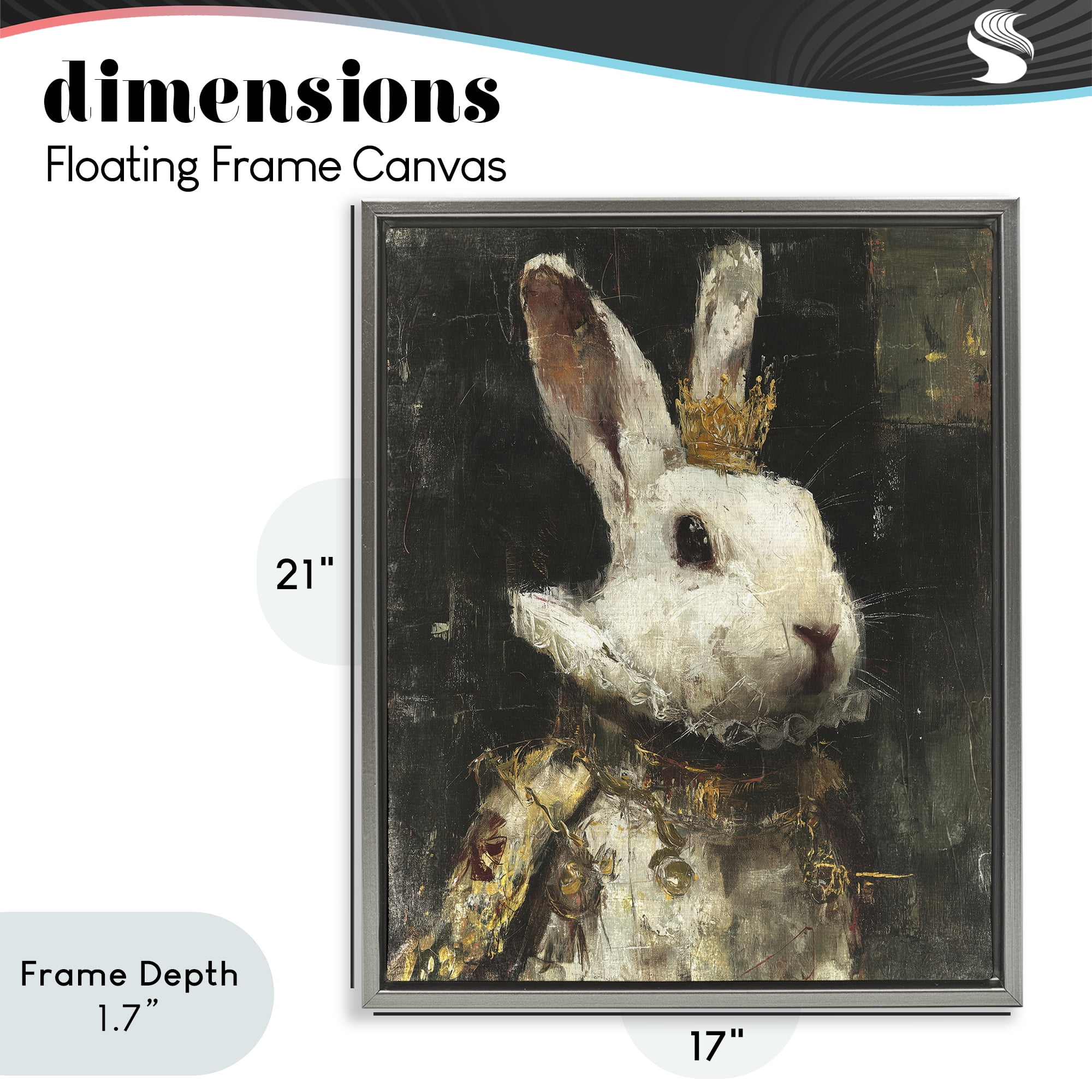 Stupell Industries Regal Hare Portrait Gray Framed Floater Canvas Wall Art, design by Svetlana Aleynikova