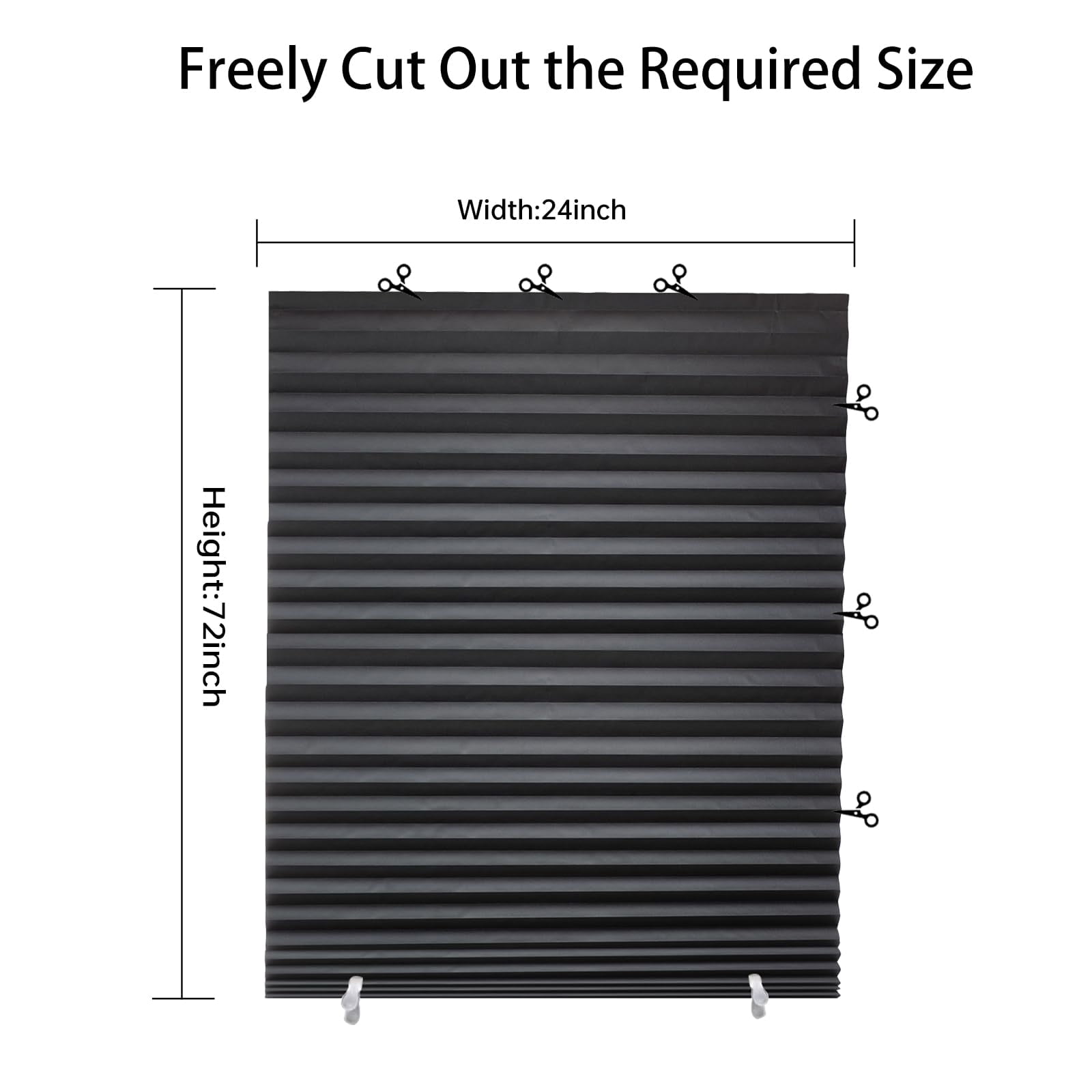 6-pack Temporary Blackout Paper Blinds For Window  Cut To Size Adhesive Shades Stick On Pleated No Drill Easy Install 24" W X 72" H Black
