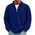 thumbnail image 2 of Huankd 2026 New Men's Quarter Zip Pullover, Textured Knit Sweater, Casual Slim Fit Long Sleeve Winter Sweatshirt Dark Blue 2XL, 2 of 7