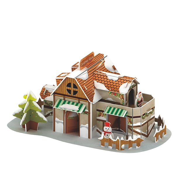 Xihbxyly Ofertas Relámpago de Liquidación de Hoy Casa de Nieve para Regalo de Navidad, Rompecabezas para Hacer Mismo, Modelo de Decoración