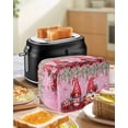 thumbnail image 4 of Red Gnomes Small Toaster Cover 2 Slice, Kitchen Appliance Covers, Valentine's Day Love Roses Leaves Ombre Pink Toaster Oven Cover with Loop, Bread Machine Cover Polyester Dust Cover Protection, 4 of 4