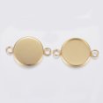 thumbnail image 2 of 100pcs 304 Stainless Steel Cabochon Connector Settings Plain Edge Bezel Cups Flat Round Golden 13.5x8x1.5mm Hole: 2mm Tray: 6mm, 2 of 2
