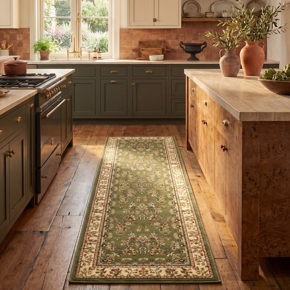 Safavieh Lyndhurst Isadora Floral Runner Rug, Sage/Ivory, 2'3" x 20'