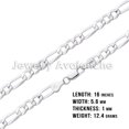 thumbnail image 2 of Mens .925 Sterling Silver Flat Figaro Link Chain Necklace 5.6mm - 16 inches #CH607s16, 2 of 7