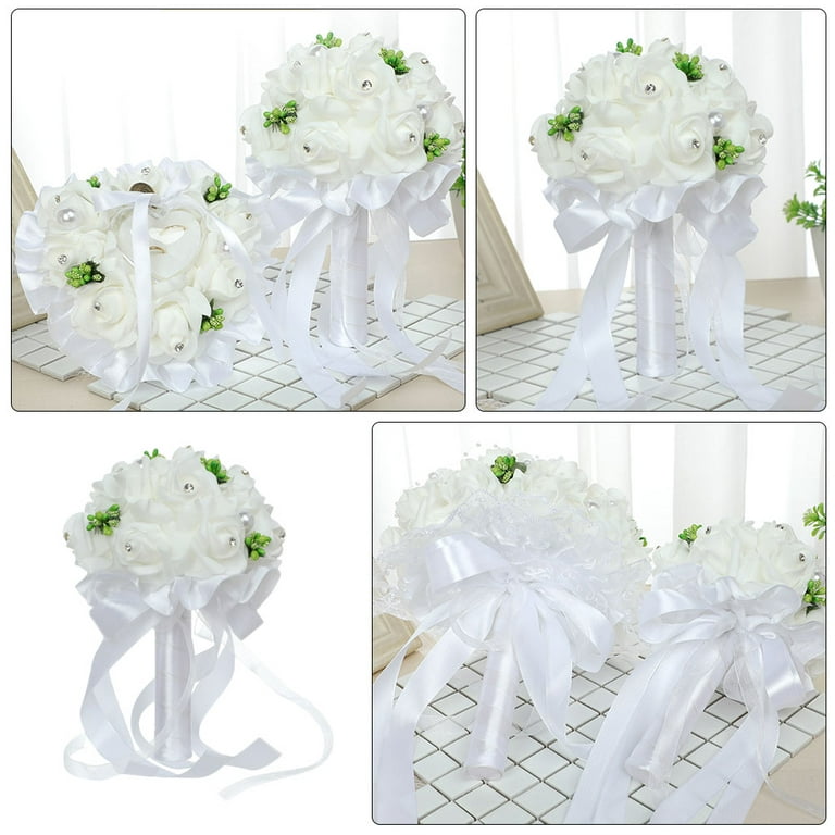 1Pc Flower Bouquet Wedding Decorative Bouquet Wedding Supplies Bridal  (White) 