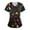 Black, variant on WTOBBY Plus Size Women's Short Sleeve Printed Scrubs Set with Pockets, V-Neck Design, Animal Floral Theme, 2-Piece Nursing Uniform, Medical Workwear for Caregivers,Black L
