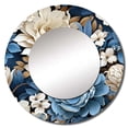 thumbnail image 2 of Designart "Exotic Blue White Floral Tapestry I" Floral Blue Large Round Mirror - Round Bedroom Mirror Wall Decor - Cottage Round Printed Mirror - 23" x 23", 2 of 6