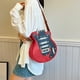 thumbnail image 5 of Guitar Shape Backpack | PU Leather Sling Daypack | Crossbody Shoulder Bag | Rhinestone Rivets | Gradient Strap | Musical Style | Large Zipper Pockets | 31x28x8cm | Red Green Brown, 5 of 6