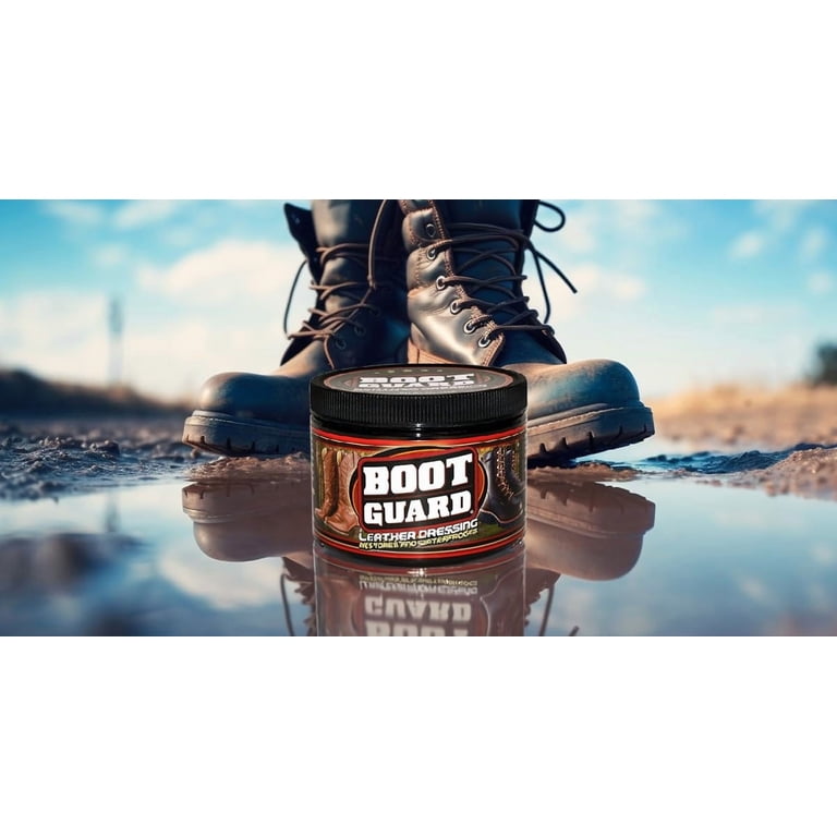 Boot Guard Leather Dressing: Restores and Conditions Leather Boots, Shoes,  Automotive Interiors, Jackets, Saddles, Unscented, 5 Ounce Jar
