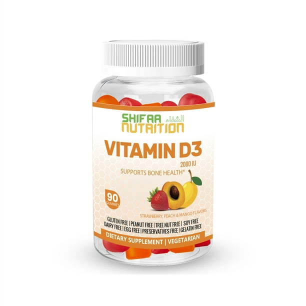 SHIFAA NUTRITION Halal Vitamin D3 Gummies, 2000 IU Healthy Bones