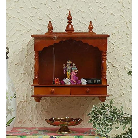 Home and Bazaar Rajasthani Ethnic Handcrafted Wooden Temple / Mandir / Pooja Ghar / Mandapam HB17KI-219