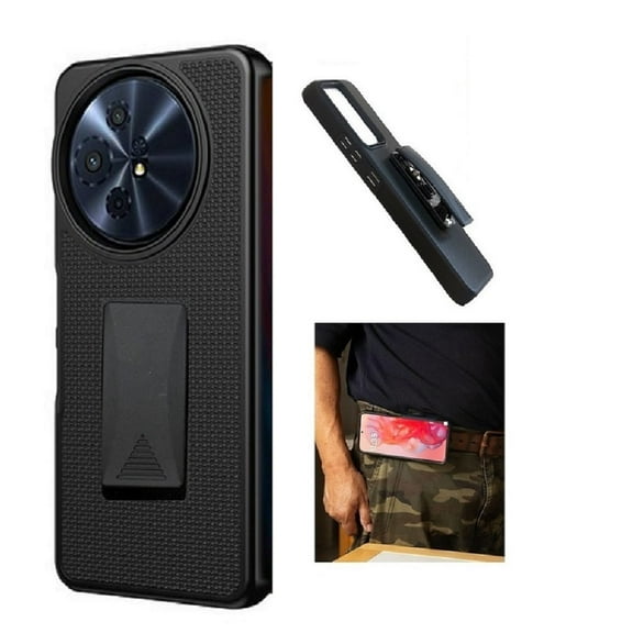 Compatible Case for TCL 60 XE NXTPAPER/ TCL 50 XL  Case, Black Shockproof 360° Rotating Belt Clip Kickstand Case Cover