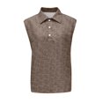 thumbnail image 2 of longantii Mens Tank Tops Oversized Distressed Sleeveless Button Tees Comfortable Polo Collared Pollover 2026 Loose Fit Workout Muscle Tops Brown L, 2 of 4