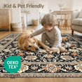 thumbnail image 4 of ODIKA 2'x3' Washable Doormat Hallway Boho Distressed Damask Vintage Ornamental Border Ornate for Entryway, Kitchen, Laundry Room, Non-Slip, Low Pile, 4 of 7