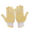 thumbnail image 1 of Guantes, guantes de trabajo antideslizantes de hilo de algodón con puntos de PVC para la construcción de jardinería mecánica de pintor, amarillo 12 pares Jumpingount AF000096-02, 1 of 7