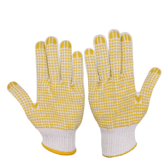 Guantes, guantes de trabajo antideslizantes de hilo de algodón con puntos de PVC para la construcción de jardinería mecánica de pintor, amarillo 12 pares Speravity AF000096-02