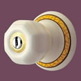 thumbnail image 2 of Renovators Supply Porcelain Door Lock 2 in Adjustable Backset White and Yellow Hexagonal Door Knob w/Lock, 2 of 2