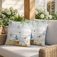thumbnail image 3 of Pillow Covers 18x18 Set of 2, Daisy Spring Floral Square Throw Pillow Covers for Couch/Sofa/Living Room, Farmhouse Botanical Green Leaves Wooden Decorative Soft Pillowcases for Couch Throw Pillows, 3 of 9