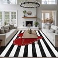 thumbnail image 3 of Area Rug for Living Room, Valentine's Day Non-Slip Indoor Ex Large Carpet for Bedroom/Dining Room, Red Love Heart Black Striped Farmhouse Washable Low-Profile Rectangle Floor Runner Rugs - 8 x 10 Ft, 3 of 8