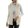 thumbnail image 2 of Fanxing Clearance 2025 Womens Fuzzy Sherpa Fleece Jacket Plus Size Lightweight Vest Coat Cozy Sleeveless Cardigan Zipper Waistcoat Outerwear with Pocket Beige,XL, 2 of 7