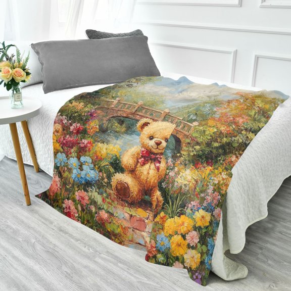 YAZAOO Travel Blanket Camping Blankets Fashion Sunlit Teddy Patten