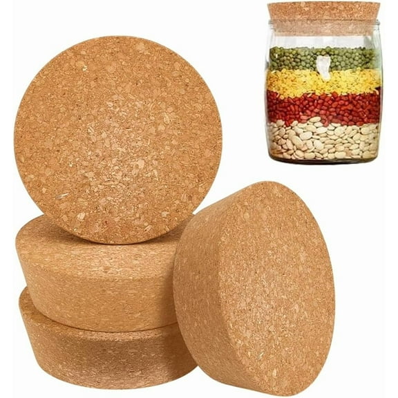 4Pcs Large Cork Stoppers 3.4~3.9 Inch Cork Bottle Stoppers Tapered Corks Plugs Corks Canning Jar Lids Wood Tapered Plugs Wooden Taper Stopper for Kitchen Wedding Favor Canning colorful