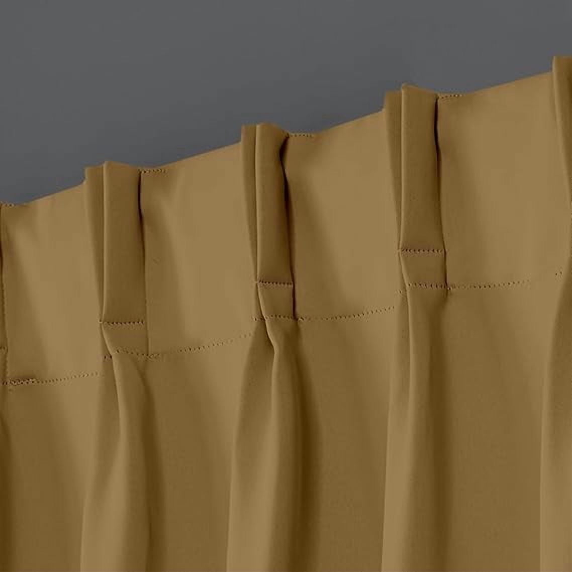 Homi Drapes Double Pinch Pleated Blackout Curtains – Thermal Insulated, Room Darkening Window Treatments Back Tab Curtains for Home or Office – 1 Panel with Hooks & Tiebacks (Barley Corn, 100x84)