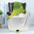 thumbnail image 4 of Golf Soft Flannel Fleece Throw Blanket, Sports Equipment Stroke Play on Paintbrush Background Recreation, Cozy Plush for Indoor and Outdoor Use, 50" x 60", Fern Green White, by Ambesonne, 4 of 5