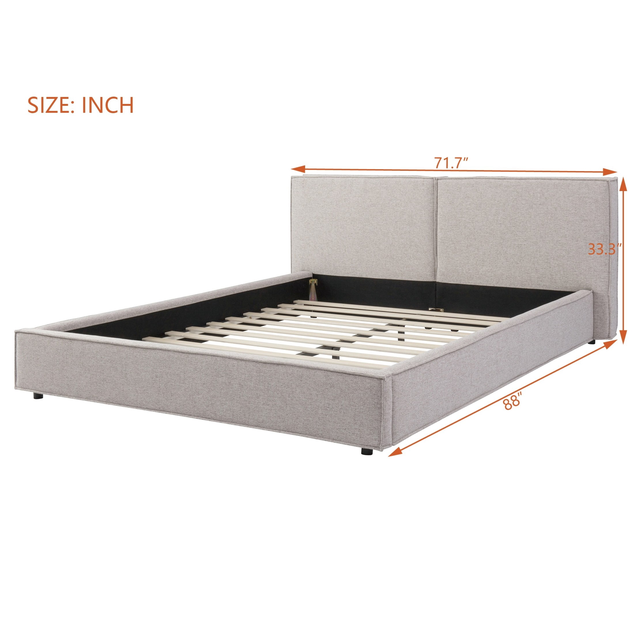 Christopher Knight Home Modern Tufted Queen Upholstered Platform Bed, Biscuit Stitching Headboard, Beige