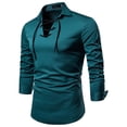 thumbnail image 1 of WREESH Men Lace Slim Fit Solid Long Sleeve Turndown Pullover Shirts Tops Blouse, 1 of 4