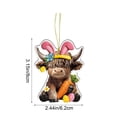 thumbnail image 3 of Wooowa Easter Acrylic Highland Cow Pendant, Creative Small Hanging Figurine, Holiday Decor for Door Window Garden, 3 of 7