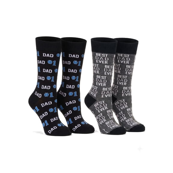Men's #1 Dad & Best Dad Ever Novelty Funny Socks Father's Day 2-PACK
