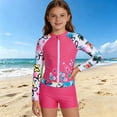 thumbnail image 2 of JAJAHO Girls Swimsuit 3 Pieces Long Sleeve Rash Guard Set Tropical Printed Tankini Bathing Suits Summer Kids Swimwear 3-10Y, 2 of 6
