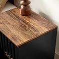 thumbnail image 3 of Mid Century Modern Nightstand Of 2, Grille Striped Doors Bedside Tables With Metal Legs, Bedroom End Personalizable Drawer, Black 2pcs Nightstand, Door Table Adaptable Use,, 3 of 6