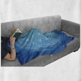 thumbnail image 6 of Geometry Soft Flannel Fleece Throw Blanket, Flower of Life Grid Pattern Consisting of Types Overlapping Circles Theme, Cozy Plush for Indoor and Outdoor Use, 50" x 60", Blue White, by Ambesonne, 6 of 6