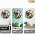thumbnail image 4 of 2D Flat 1pc 10Inch Wooden Vintage Farmhouse Wall Clock with Lavender Floral French Country Church Design - Large Black Hands, Beige Face, 20cm Rustic Wood Round Clock for Home Office, Dining Room, 4 of 7