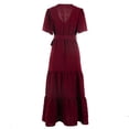 thumbnail image 3 of IWEMEK Womens Dress Wedding Guest Summer Dresses for Women 2025 Comfy Jacquard Cake Dress Solid Red Color Flowy Clothing, 3 of 5