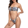 thumbnail image 2 of Bañador elegante con estampado de serpiente, parte superior de tubo, diseño dividido y hueco, realce de cadera elástico, ropa de playa para mujer, talla L, 2 of 5