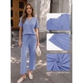 thumbnail image 4 of MOYIKO 2 Piece Sets for Women Casual Summer Travel Vacation Outfits Short Sleeve Tops Wide Leg Pants with Pockets Lounge Sets, 4 of 7